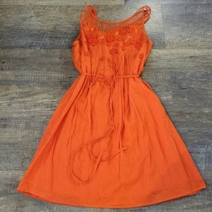 Meadow rue orange embroidered dress